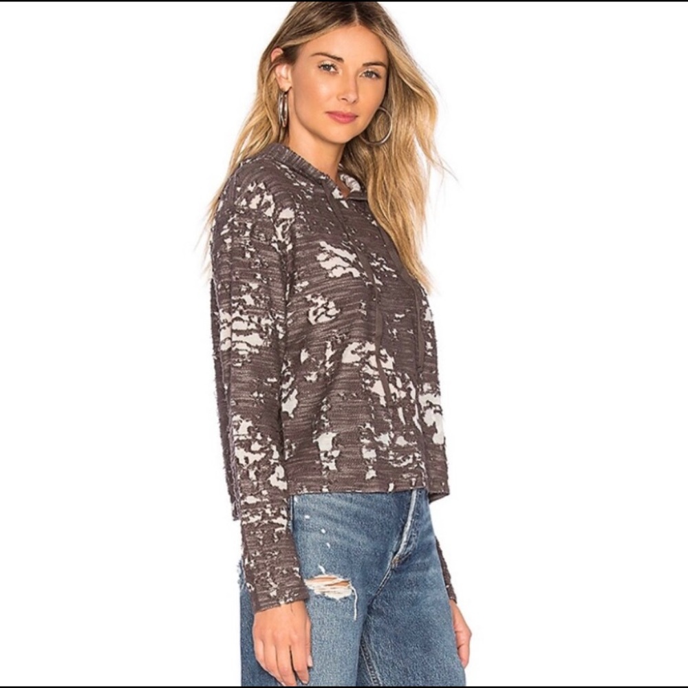 Bobi Los Angeles Revolve Gray Destroyed Knit Hoodie Small